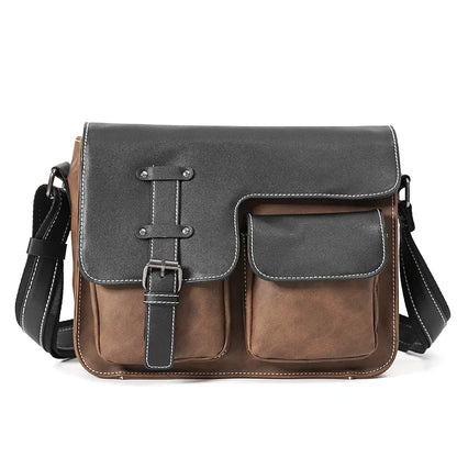 Vintage Men's Crossbody Bags Fashion Brand Design Shoulder Messenger Bag Men Falp Pockets Crossbody Bag Leather Square Satchels