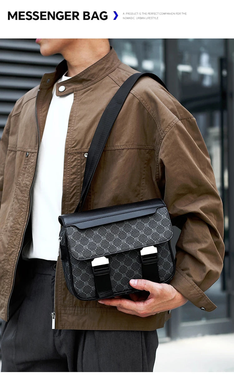 2026 New Design Shoulder Bag Men Crossbody Bag Fashion Business PU Leather Chest Bag Male Mobile Phone Bag Purses Handbags