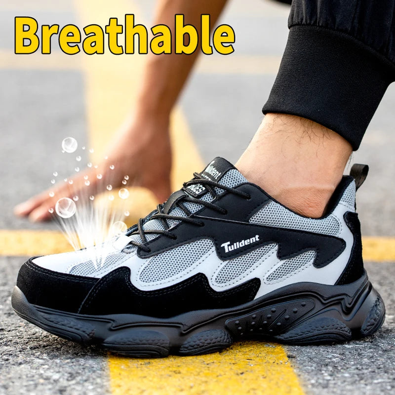 Safety Shoes, Puncture and Smash Resistant Work Shoes, Men's Protective Shoes, Wear-Resistant Work Boots