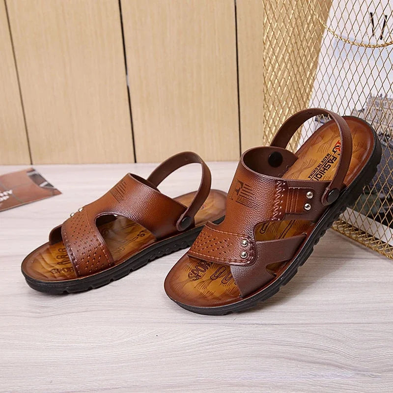 Men's Beach Open Toe Shoes Sandals High Quality Non-slip Men Slippers Breathable Two Uses Male Footwear Mens Summer Outdoor Shoe