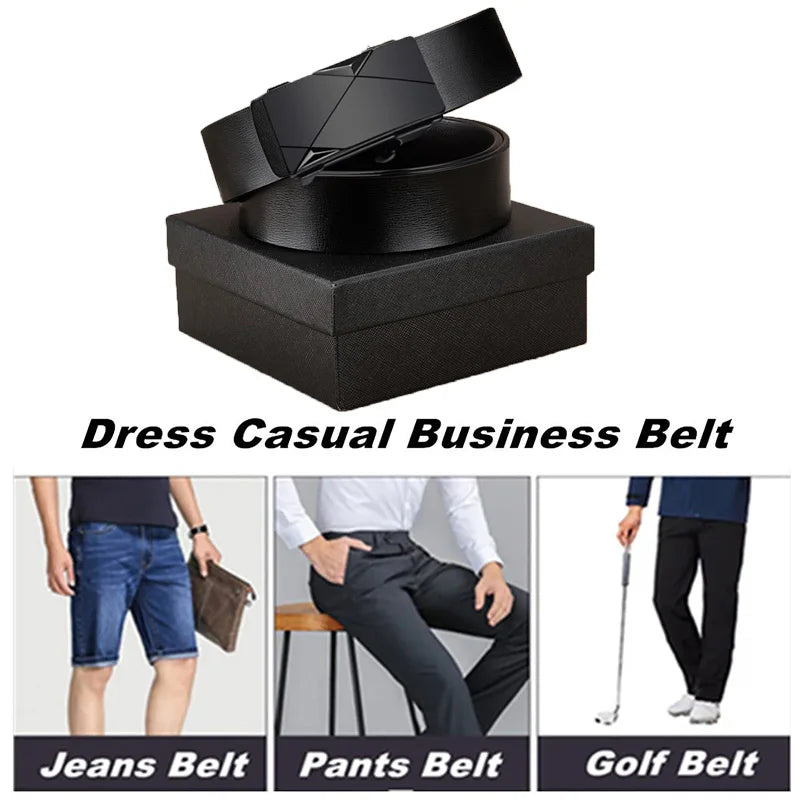 European Male Belt Genuine Leather Belt for man 105-160cm plus size jeans belt Adjustable automatic belt Gifts for Men