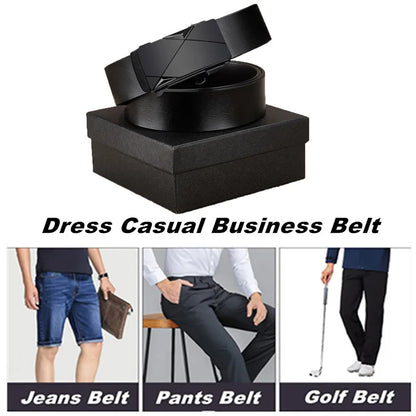 European Male Belt Genuine Leather Belt for man 105-160cm plus size jeans belt Adjustable automatic belt Gifts for Men
