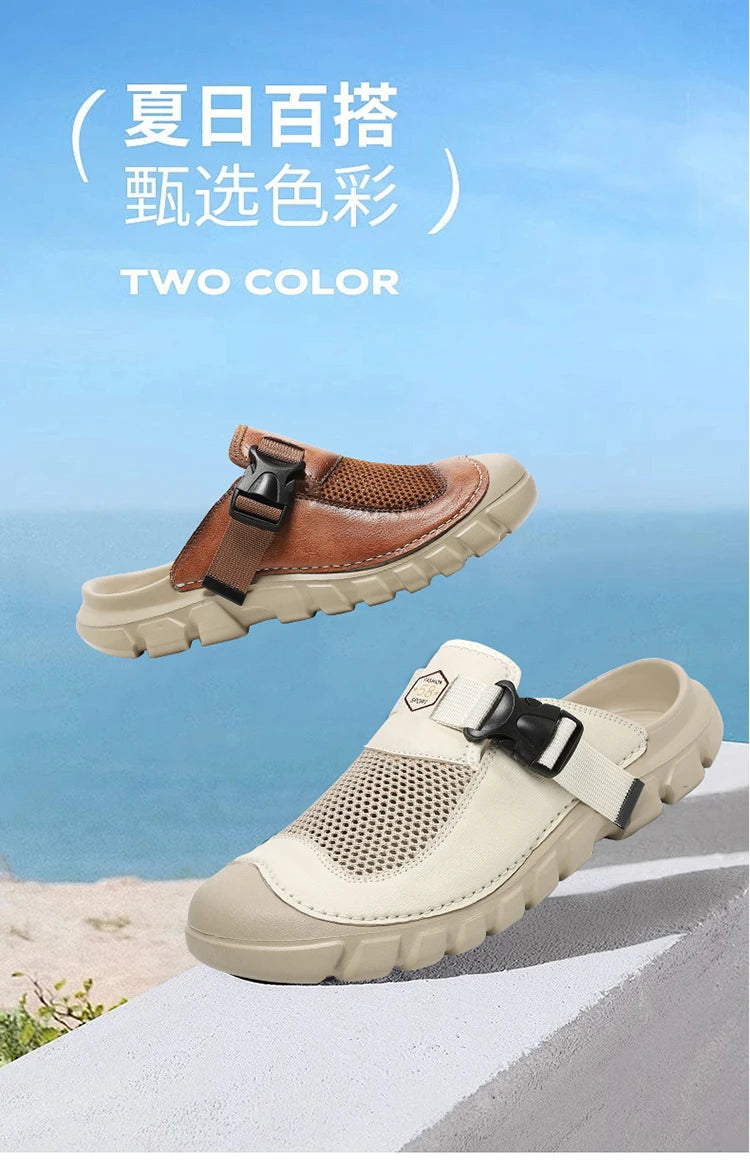 Summer Men Sandals Genuine Leather Mens Casual Shoes Outdoor Men Leather Sandals for Men Beach Shoes Roman mens Shoes