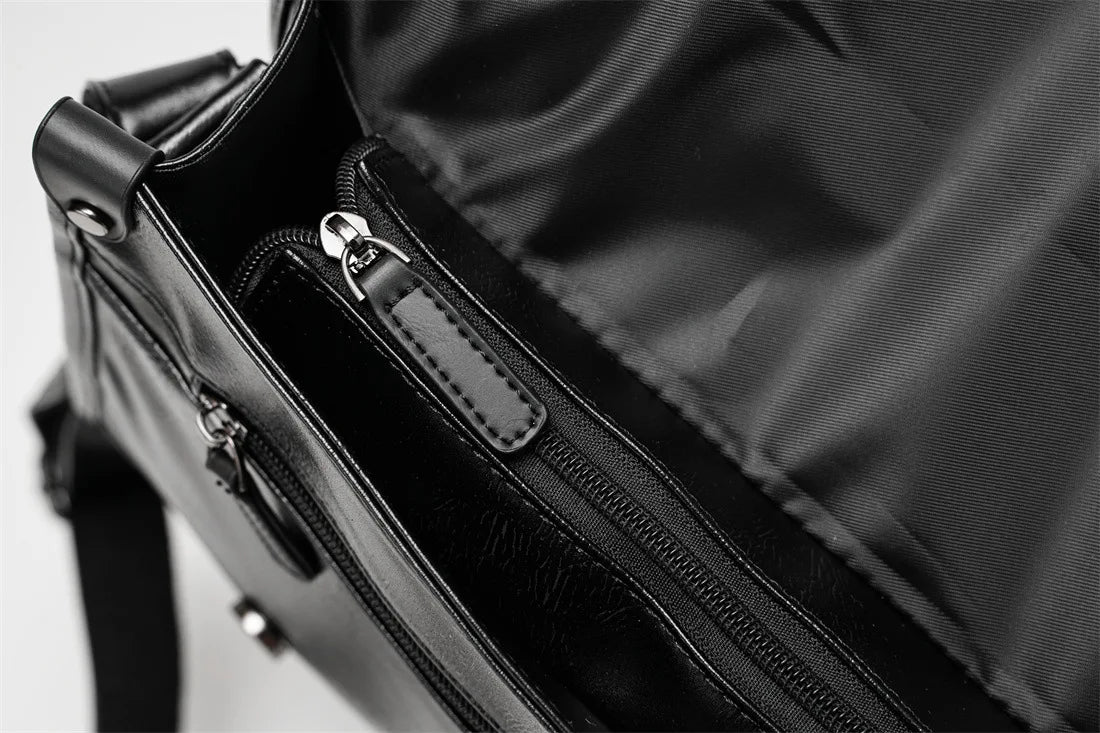 Retro Messenger Bag Men Crossbody Bags Luxury PU Leather Shoulder Messenger Bag for Men Fashion Flap Large Capacity Satchles