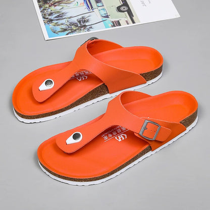 Brand Men Casual Flip Flops Slippers Men Outdoor Flats Slipprs Luxury Men Leather Summer Beach Vacation Casual Slippers Shoes