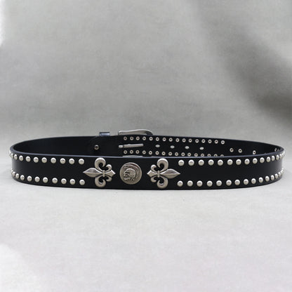 Metal Rivet Belt Luxury Designers Men Rivet Punk Belt Cow Genuine Leather Cintos Masculinos Male Women Rock Hip Hop Strap Waist