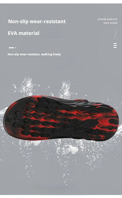 Outdoor Men's Summer Sandals Breathable EVA camouflage Slip-On Casual Shoes round Toe Flat Heel Color Block Pattern