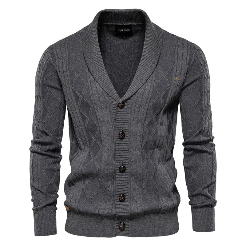 Men Cardigan Casual V-Neck Long Sleeve Sweater Men Coat