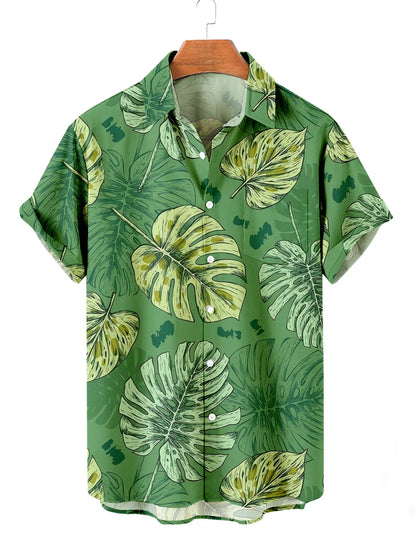 Summer Men's Flower Hawaiian Shirts Casual Vacation Short Sleeve Shirts Collar Button Up Shirt Fashion Steetwear for Mens