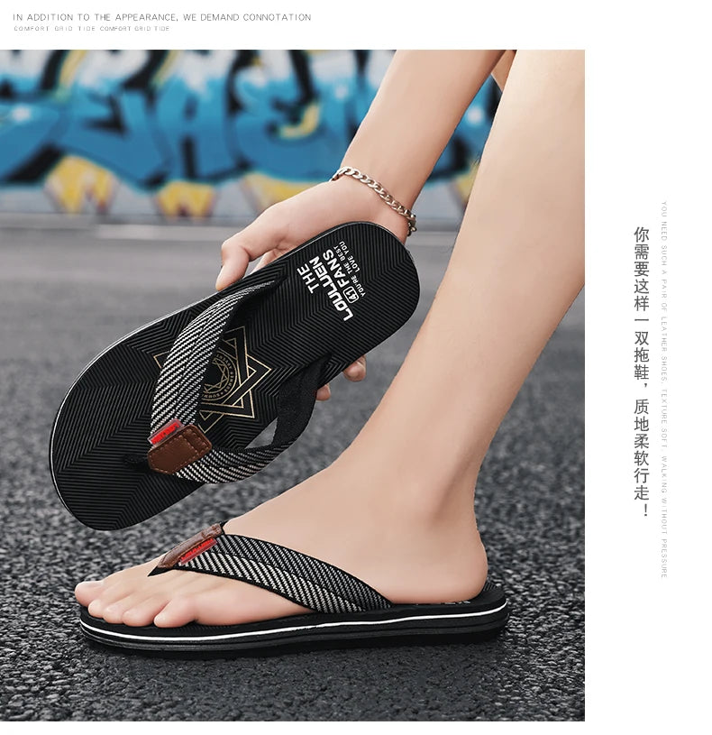 Men's Cotton Slippers Comfortable Breathable Home Footwear Soft Slip On Summer Sandals