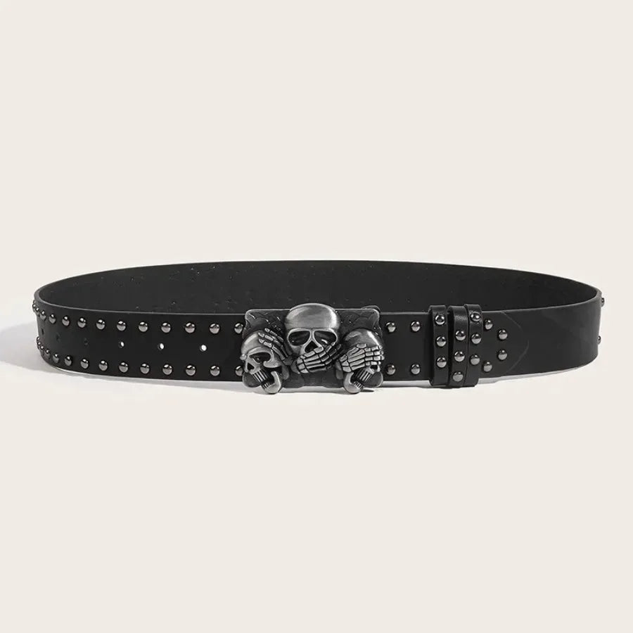 New Belts For Women High Quality Luxury Brand Punk Goth Rivet Black Jeans Unisex Men Belt Paw Skull Buckle Waistband Man