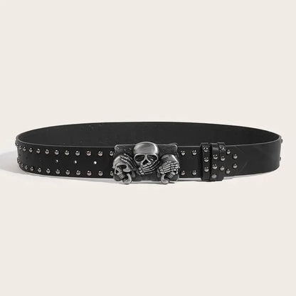 New Belts For Women High Quality Luxury Brand Punk Goth Rivet Black Jeans Unisex Men Belt Paw Skull Buckle Waistband Man