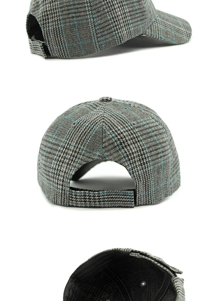 Hat Men's Spring Summer Outdoor Sunscreen Visor Classic Checkered Baseball Cap Hard Top Women's Cap Sun Cap