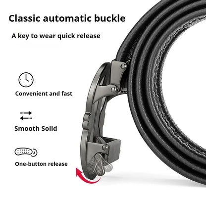 OYIFAN Automatic Ratchet Belt for Men - Genuine Leather Strap with Alloy Buckle, Durable for Daily Wear