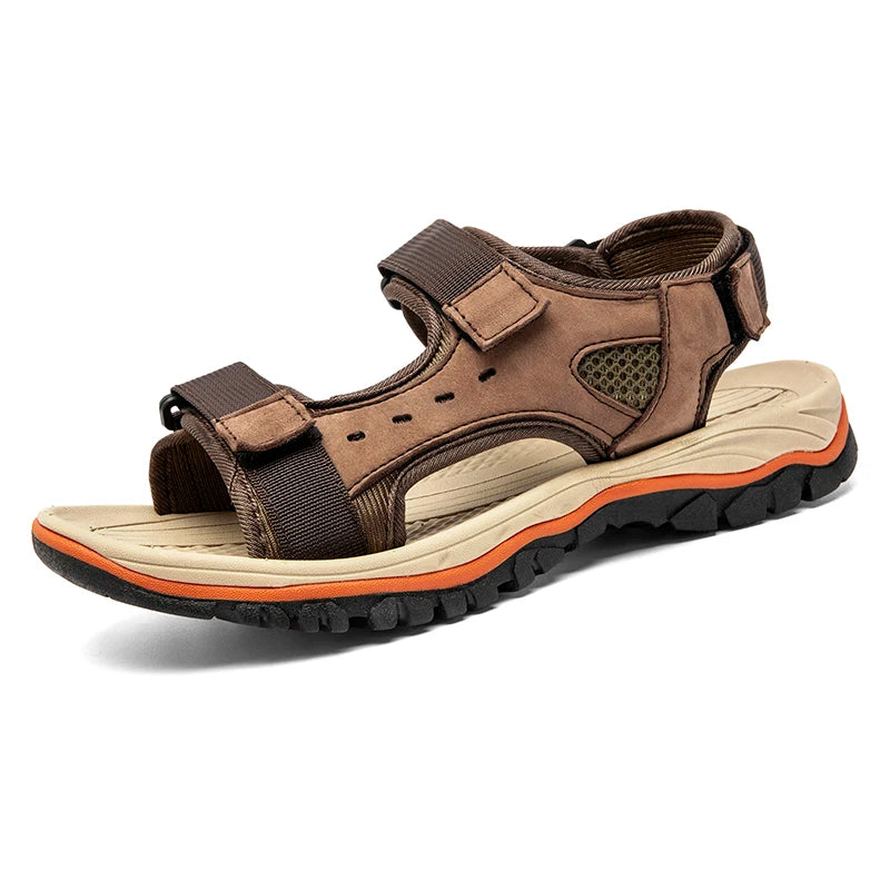 Brand Summer Men's Sandals Genuine Leather Men Slippers Gladiator Men Beach Sandals Soft Comfortable Outdoors Wading Shoes 38-47