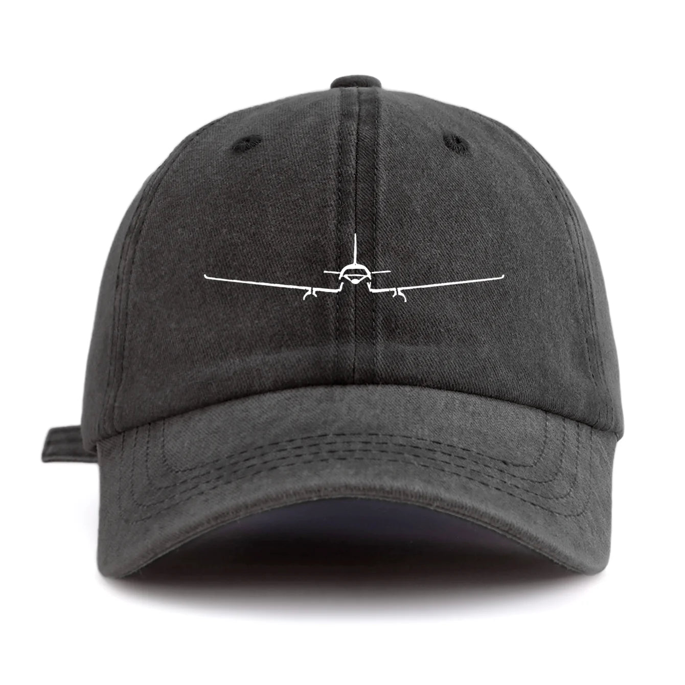 1pc Airplane Print Washed Baseball Cap for Adults,Minimalist Retro Style Casual Soft Adjustable Dad Hat,Perfect As Gift