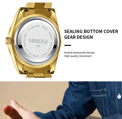 NIBOSI Fashion Watch Men Day Date Miyota Quartz Men Watch Top Brand Luxury Wristwatch Waterproof Steel Male Clocks Reloj Hombre