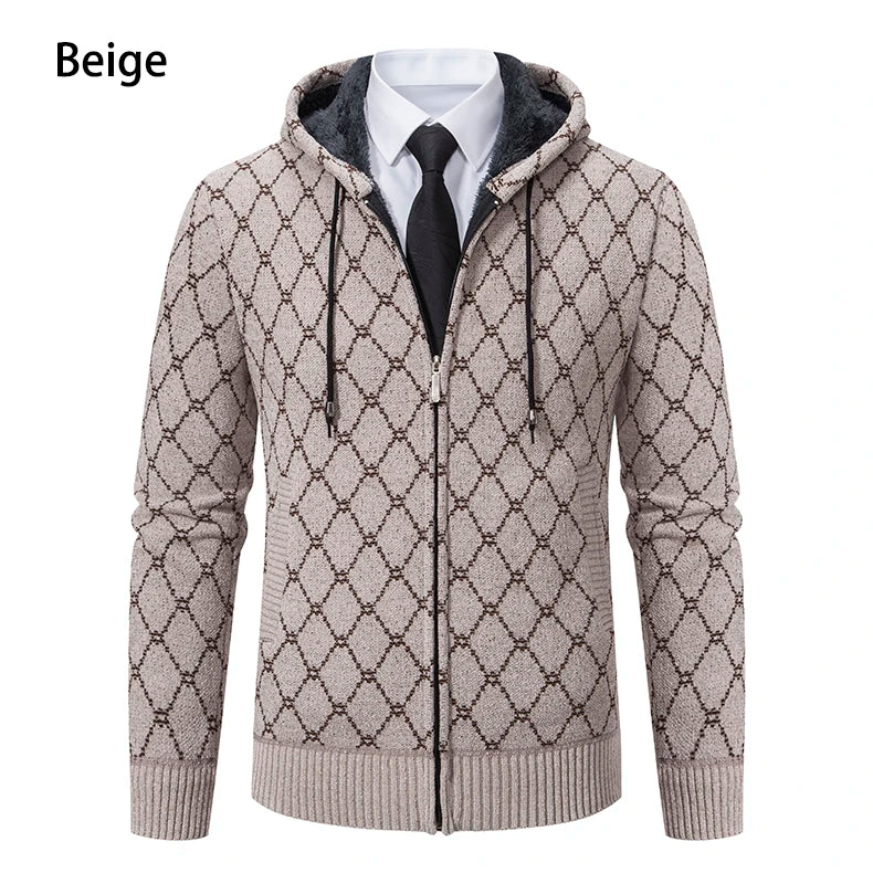 Winter plus velvet padded cardigan sweater men's sweater warm coat