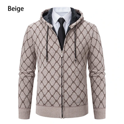 Winter plus velvet padded cardigan sweater men's sweater warm coat