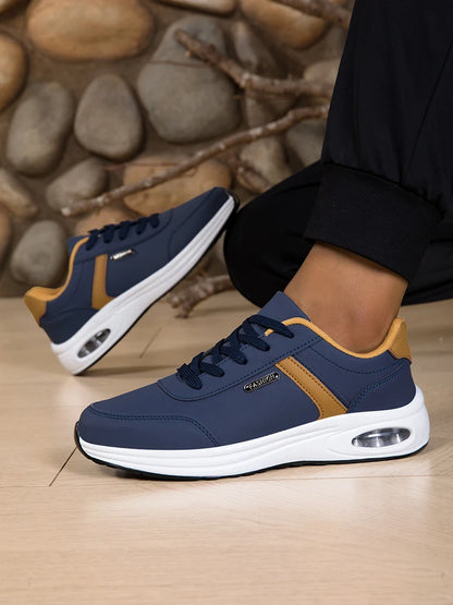 2026 New Walking Sports Shoes Leather Waterproof Casual Sports Shoes Non-slip Shock Absorption Running Shoes Men's Tennis Shoes