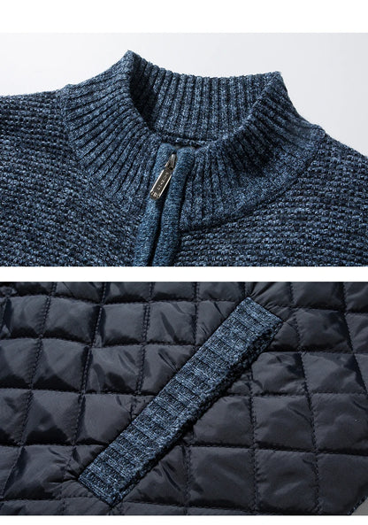 Men's Knitted Cardigan Coat Korean Slim Fit Trendy Sweater Autumn Winter Zip Up Mens Fleece Lined Top Clothing