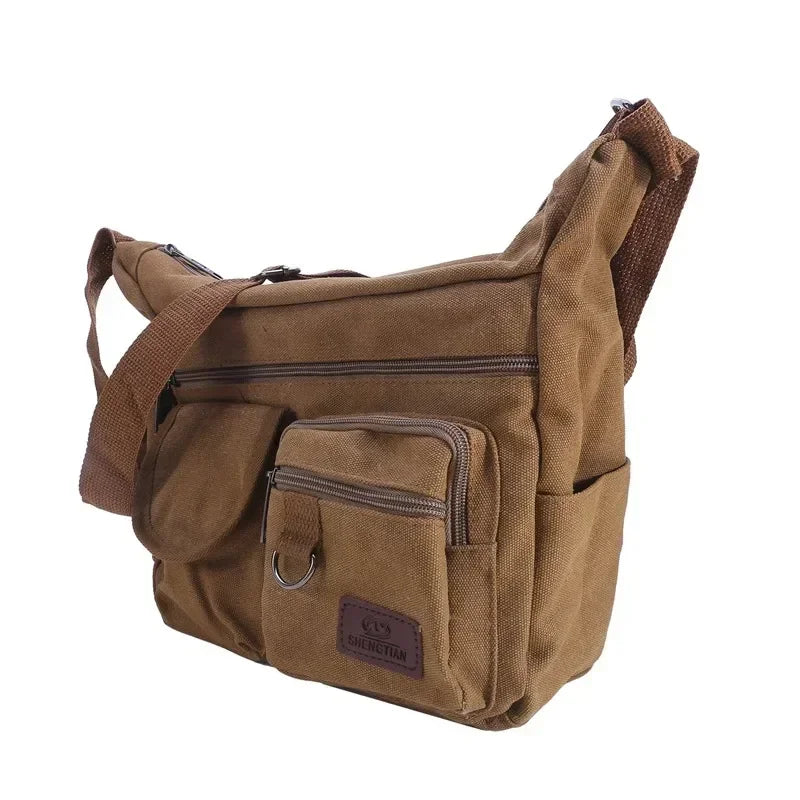 Men's Canvas Shoulder Bag Casual Tote Travel Crossbody Bag Luxury Messenger Bag High Quality Fashion Handbag Chest Bag