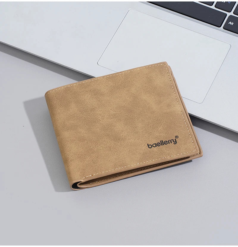 New Men's leather short wallet thin wallet Lightweight minimalist soft wallet