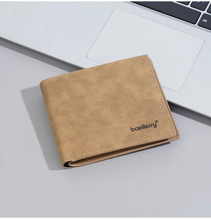 New Men's leather short wallet thin wallet Lightweight minimalist soft wallet