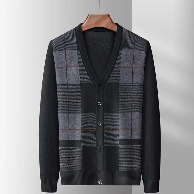 Dad's Sweater Cardigan Jacket Thickened Autumn and Winter Knitted Casual Thick Style Middle-aged and Elderly Men's Top