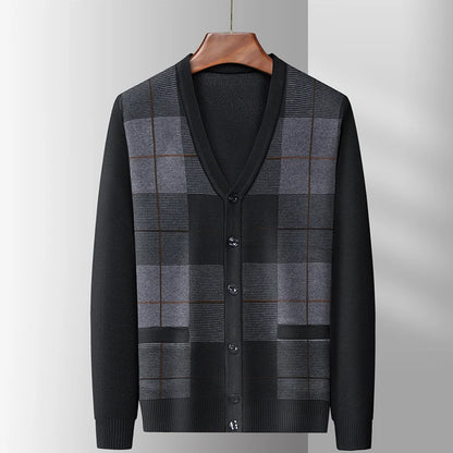 Dad's Sweater Cardigan Jacket Thickened Autumn and Winter Knitted Casual Thick Style Middle-aged and Elderly Men's Top
