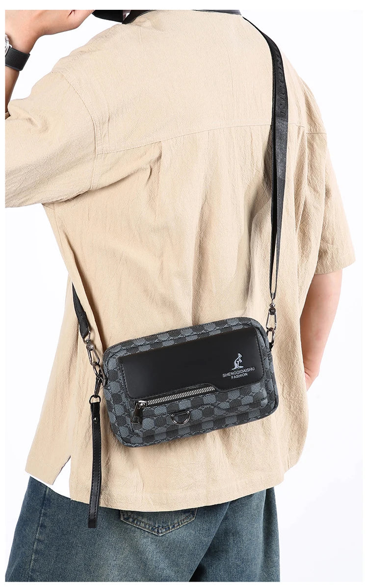 Business Men's Clutch Bags High Quality PU Leather Man's Small Shoulder Bag Multi-Functional Men Handbag Bag With Waist Strap