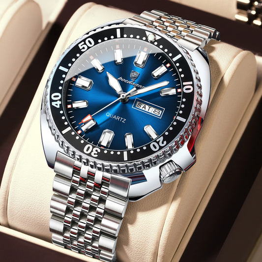 POEDAGAR Luxury Quartz Men Clock Waterproof Luminous Business Man Wristwatch Stainless Steel Date Week Sport Men's Watches Reloj