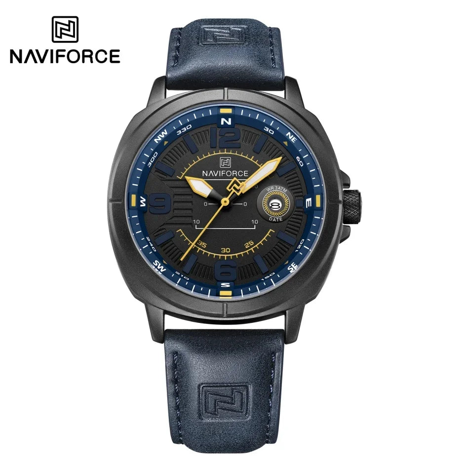 NAVIFORCE  High Quality Male Wristwatch PU Band Calendar Brand Men Quartz Watch Auto Date Display Waterproof Clocks Reloj Hombre