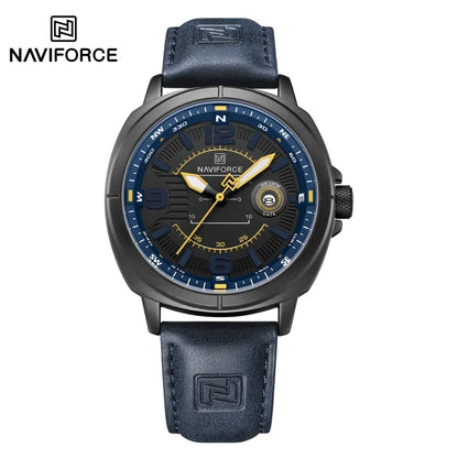 NAVIFORCE  High Quality Male Wristwatch PU Band Calendar Brand Men Quartz Watch Auto Date Display Waterproof Clocks Reloj Hombre