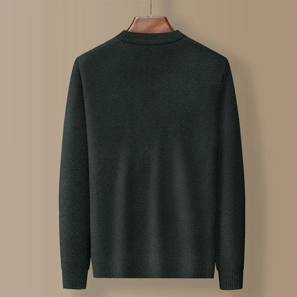 Dad's Sweater Cardigan Jacket Thickened Autumn and Winter Knitted Casual Thick Style Middle-aged and Elderly Men's Top