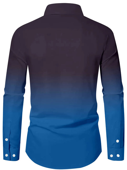 Casual men's long sleeved shirt, fashionable digital printed top, outdoor hiking top, machine washable