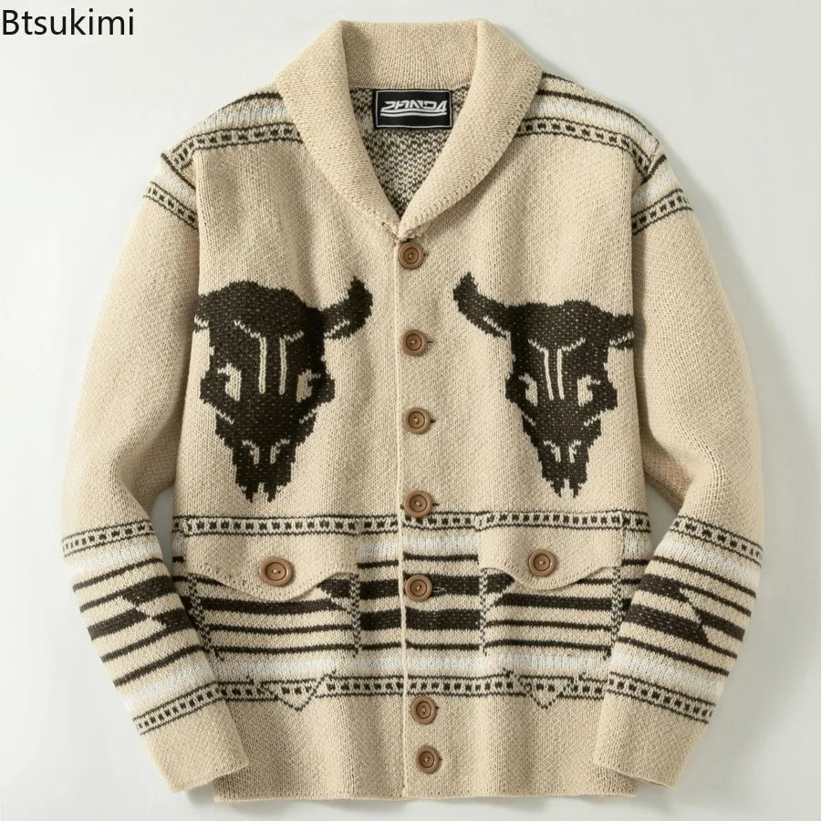 2026 Autumn Winter Men's Christmas Sweater Coat Thick Warm Sweater Cardigan Jumpers Zipper Coat with Pocket Men Knitted Sweater
