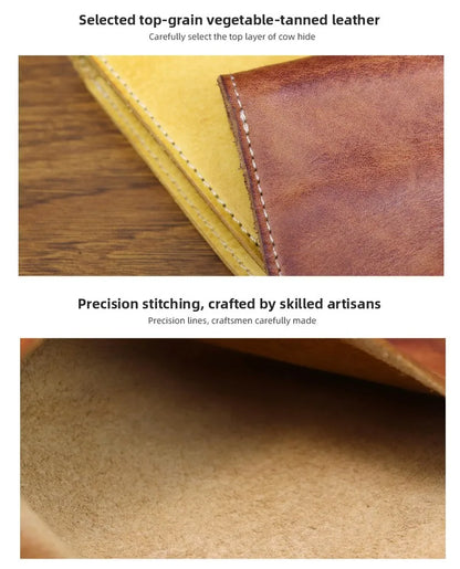 Large Capacity Men Wallet Vintage Genuine Cow Leather Handbag Card Holder Phone Pocket High Quality Handmade Male Money Clips