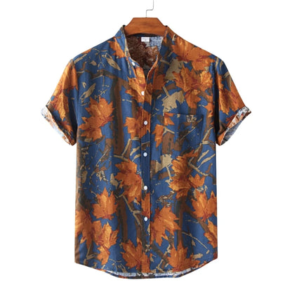 2026 Summer Shirt Men's Retro American Design Printed Pattern Personalized Loose Shirt