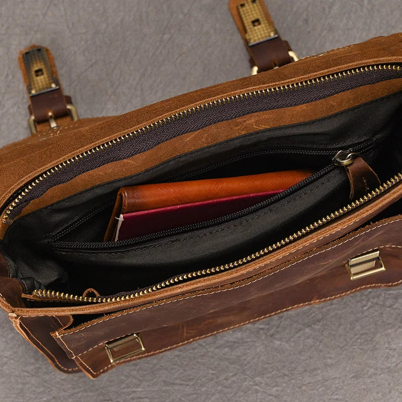 Luufan Crazy Horse Leather Men's Shoulder Bag Vintage Messenger Bags Men Male Small Travel Crossbody Bags Man Handbag Sling Bag