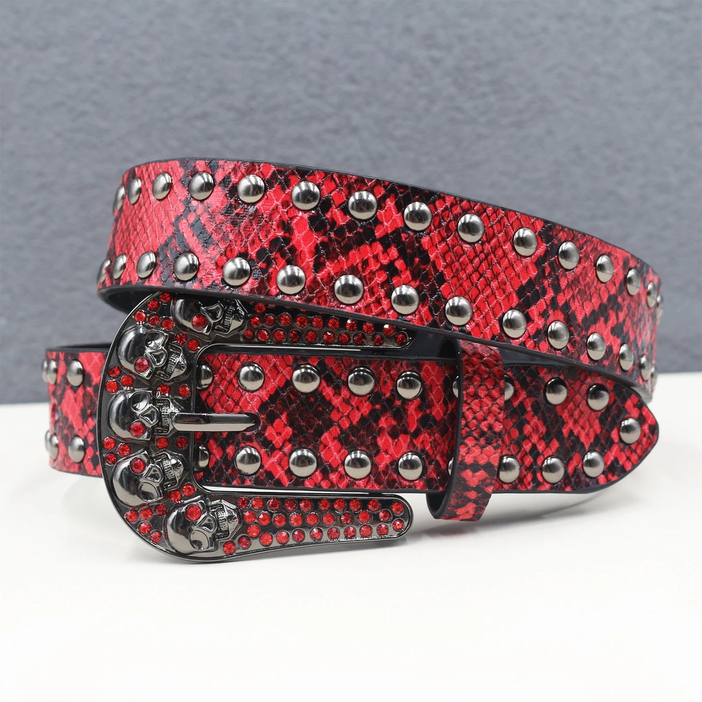 Pyramid Fashion Rivet Belt Snake Cat Paw Skull  Men&Women's Studded Belt Punk Rock With Pin Buckle Drop Shipping Black