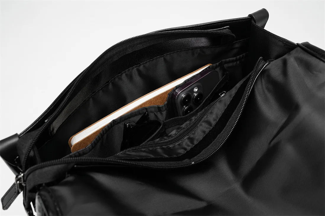 Retro Messenger Bag Men Crossbody Bags Luxury PU Leather Shoulder Messenger Bag for Men Fashion Flap Large Capacity Satchles