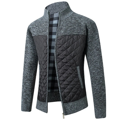 Men's Knitted Cardigan Coat Korean Slim Fit Trendy Sweater Autumn Winter Zip Up Mens Fleece Lined Top Clothing