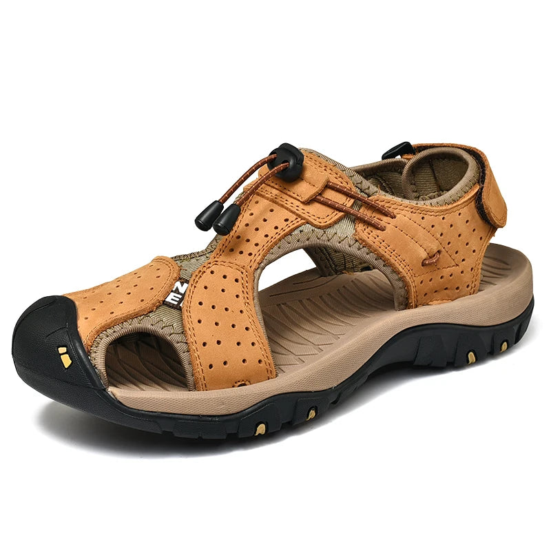Fashion Men's Sandals Summer Genuine Leather Sandals Outdoor Beach Shoes Rome Sandals Comfortable Large Size Men Casual Shoes