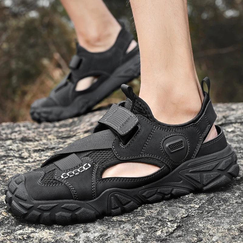Comfort Men Mesh Sandals Lightweight Summer Shoes Outdoor Quick-Dry Wading Aqua Shoes Non-Slip Travel Beach Flats  Daily Sandals