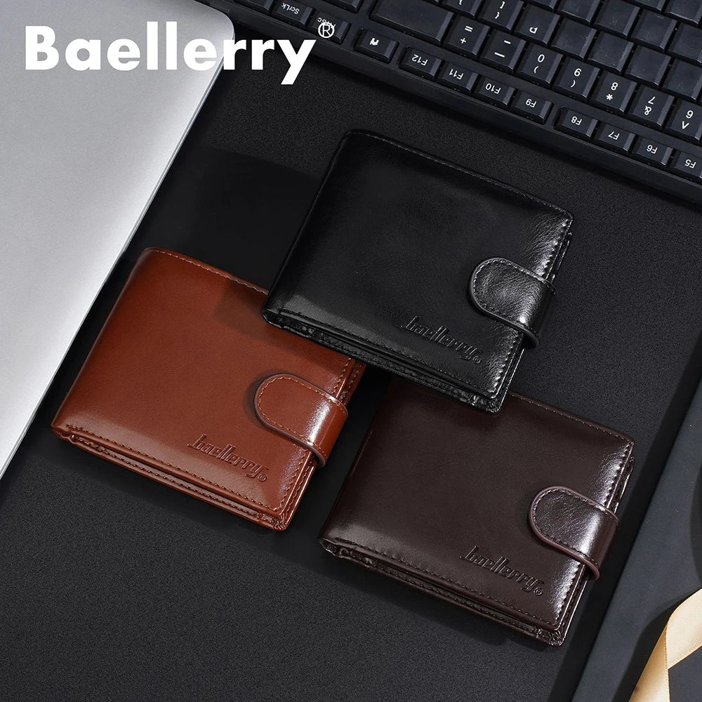 Baellerry New Short Men Wallets Zipper Coin Pocket Business Male Purses High Quality PU Card Holder Small Wallet For Men