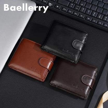 Baellerry New Short Men Wallets Zipper Coin Pocket Business Male Purses High Quality PU Card Holder Small Wallet For Men