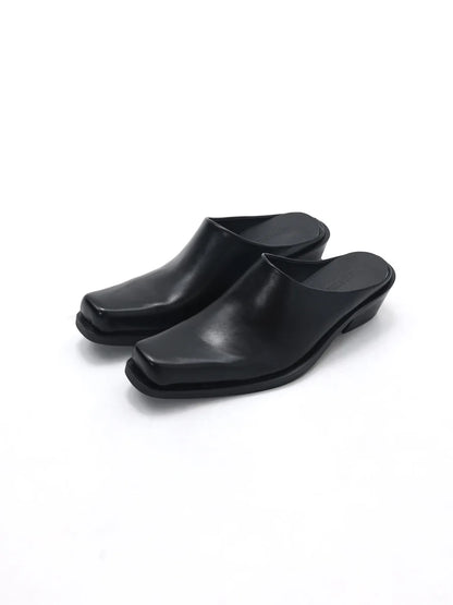 Casual business formal leather slippers for men and women summer new mules fashionable simple breathable and comfortable sandals