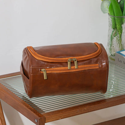 Leather Toiletry Bag for Men Women Dopp Kit Mens Hanging Toiletry Bag Travel Toiletry Bag for Traveling Large Cosmetic Bag for T