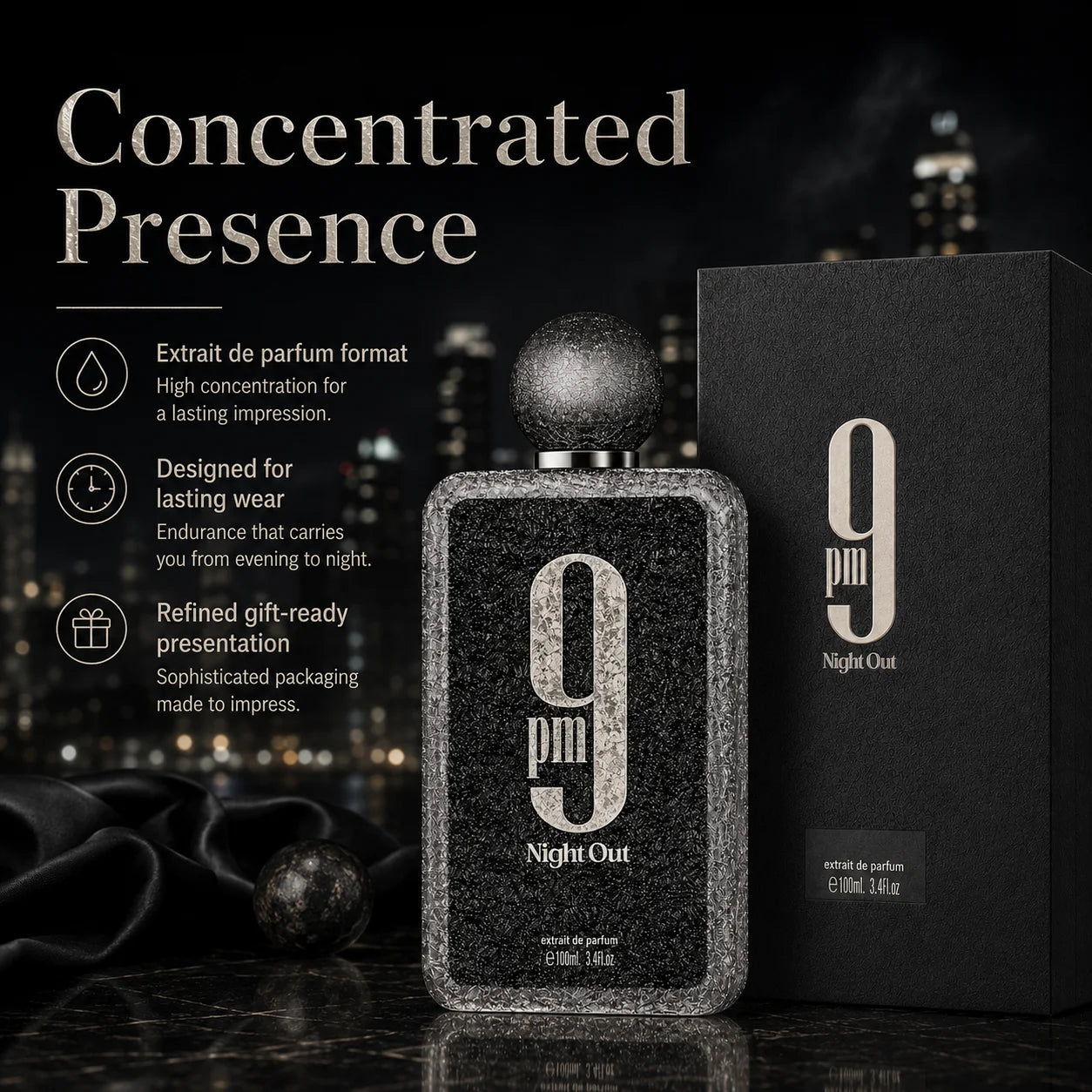Afnan 9 PM Night Out 100ml Extrait De Parfum Dragon Fruit Bergamot Cognac Lavender Scent Unisex Luxury Perfume Spray for Night Out